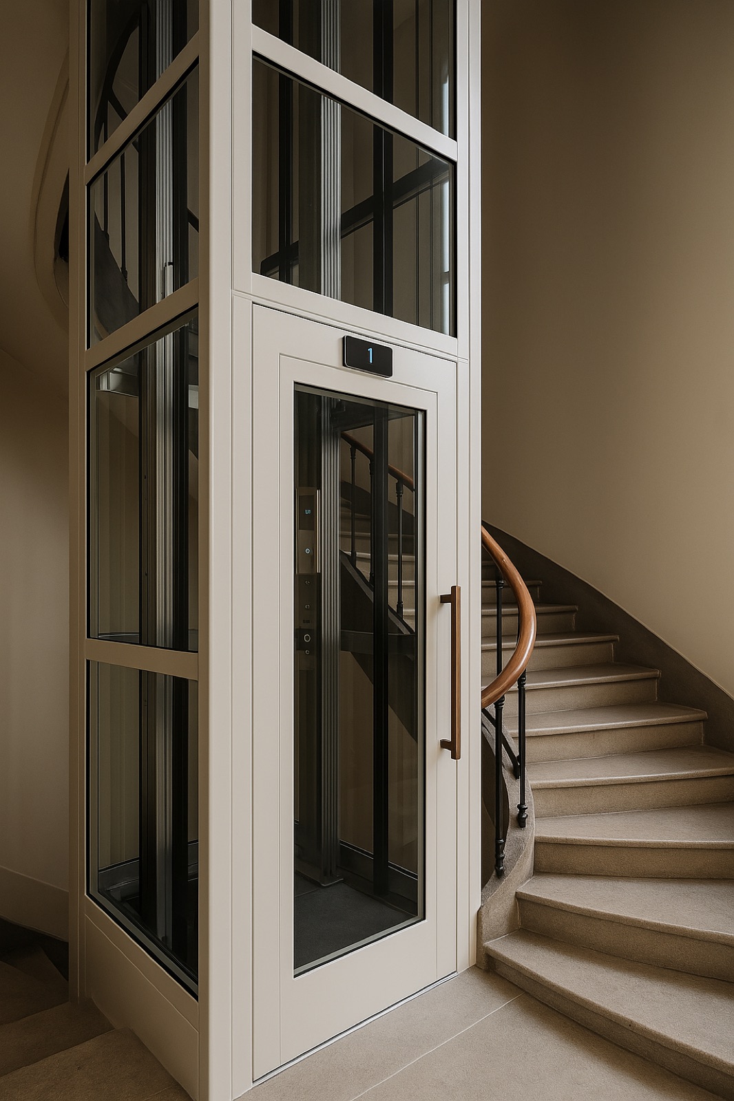 Pylône vitré beige fabriqué sur mesure